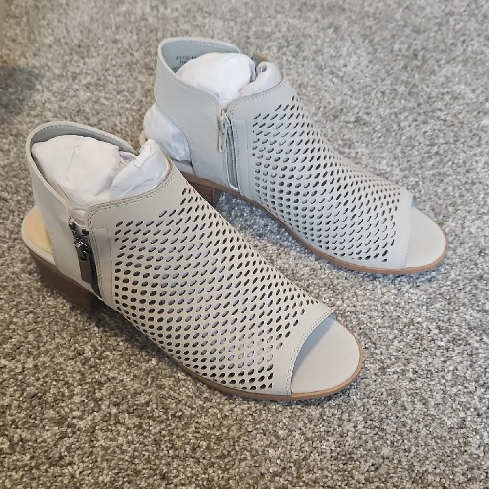 Women's Gray Peep-Toe Ankle Boots